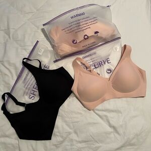 SheCurve Seamless Deep V Push-Up Wireless Bra nude pink